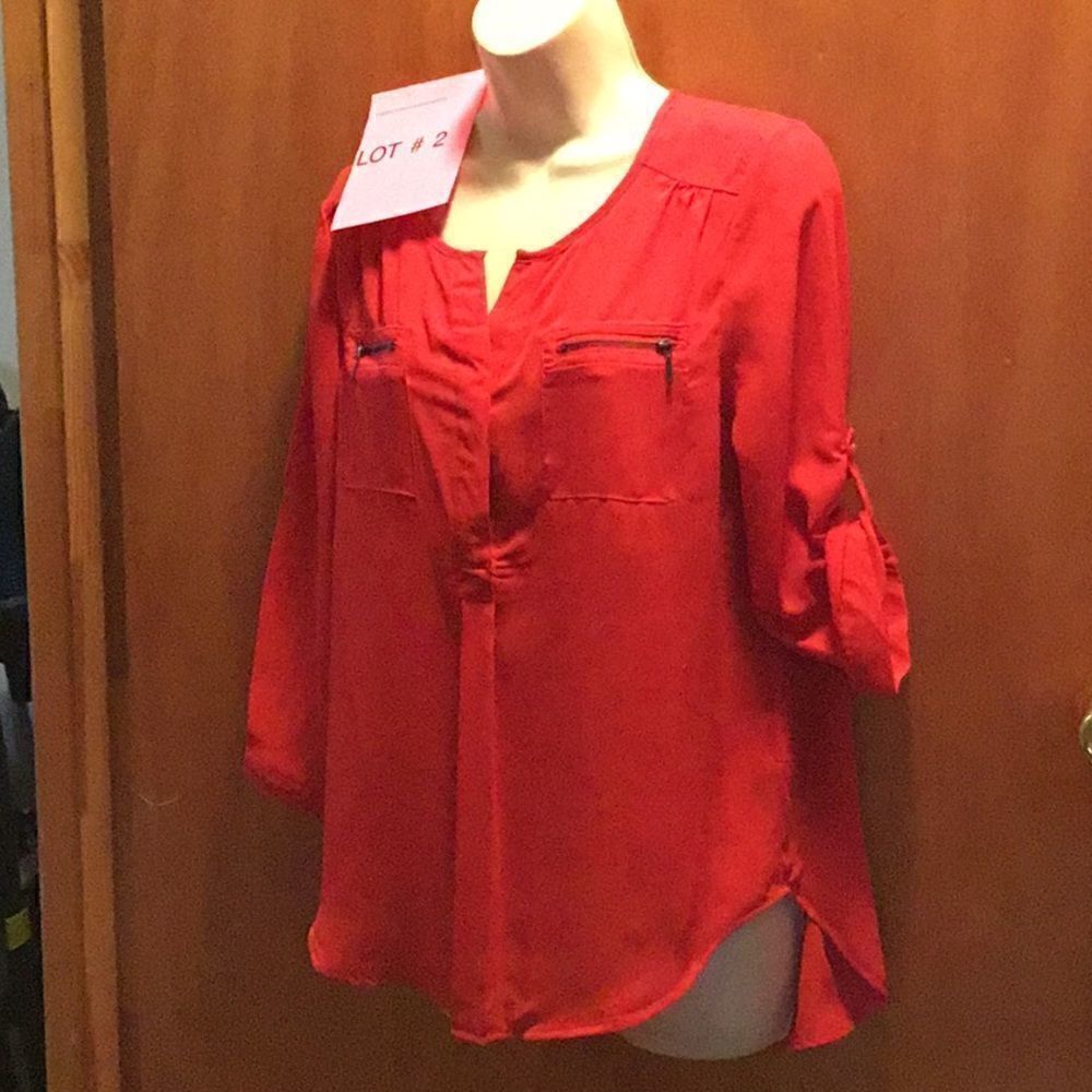 Ladies red semi sheer top in red size medium